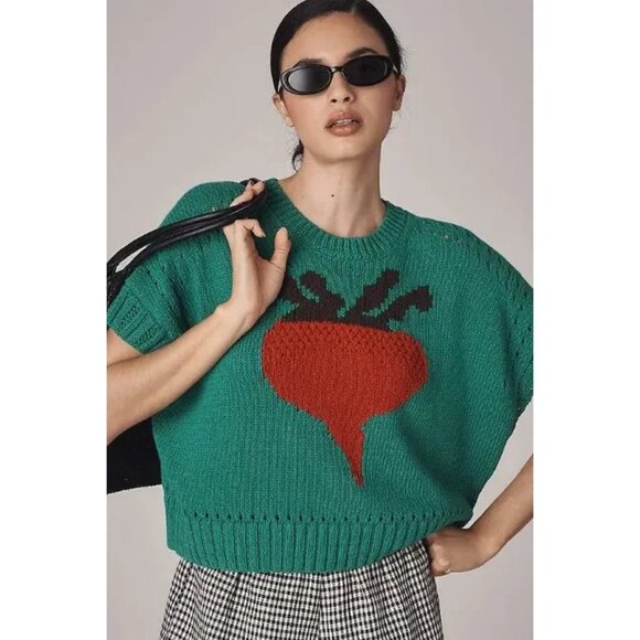 Maeve Short-Sleeve Reddish Print Graphic Sweater 2X - Picture 3 of 5